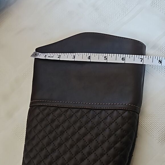 Mirage Collection Women's Faux Leather Quilted Heel Zip-Up Tall Boots Brown 8 - Picture 10 of 16